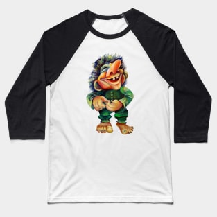 Funny Norse Troll Watercolor Illustration Baseball T-Shirt